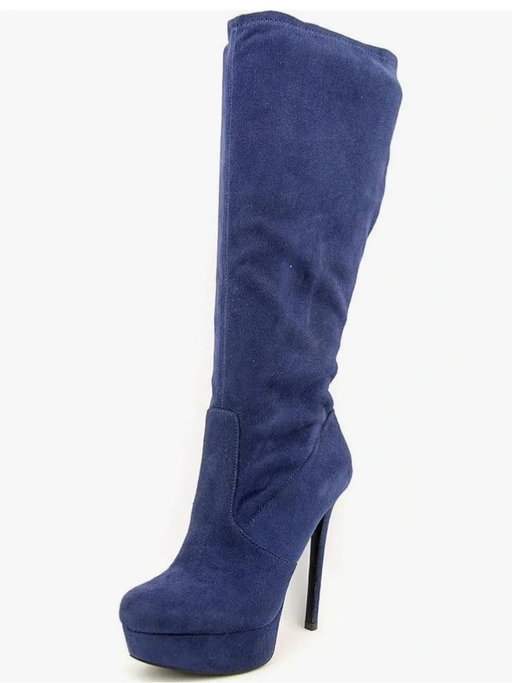Jessica Simpson Navy Serelli Micro-Suede Knee-High Stiletto Platform Boot